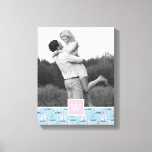 Cute Sailboat   Foto med Monogram   Monogram Canvastryck