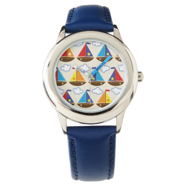 Cute Sailboat Mönster 2 Armbandsur (Framsida)