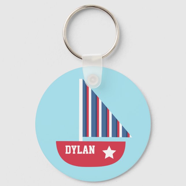 Cute Sailboat Nautical for Little Sailare Nyckelring (Framsida)