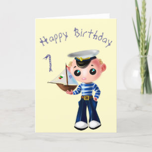 Cute Sailor Boy Card med Anpassningsbar Text Kort