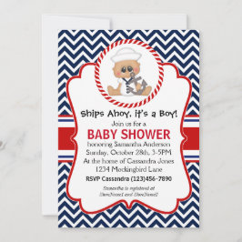 Cute Sailor Boy Nautical Baby Shower Inbjudningar