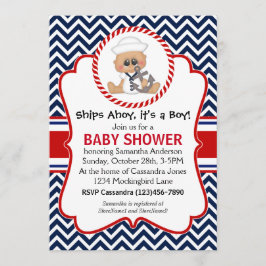 Cute Sailor Boy Nautical Baby Shower Inbjudningar