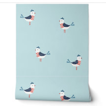 Cute Sailor Fiskmås på ljusblå blått