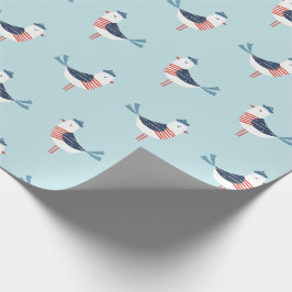 Cute Sailor Fiskmås på ljusblå blått Presentpapper