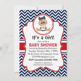 Cute Sailor Girl Nautical Baby Shower Inbjudningar