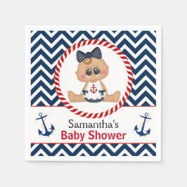 Cute Sailor Girl Nautical Baby Shower Pappersservett