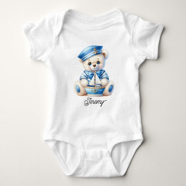 Cute Sailor Teddy Bear T Shirt (Framsida)