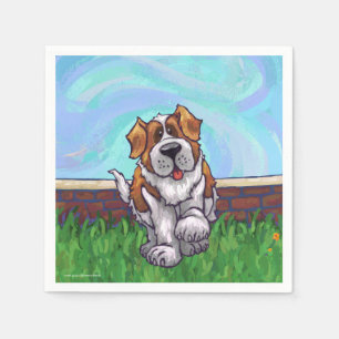 Cute Saint Bernard Birthday Pappersservett