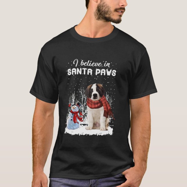 Cute Saint Bernard Hund jul jul Snögubbe jul T Shirt (Framsida)