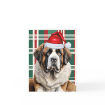 Cute Saint Bernard Santa Dog Plaid Christmas