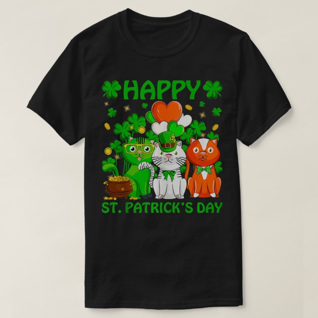 Cute Saint Catricks Day Cats Ireland Flagga Hat T Shirt (Design framsida)