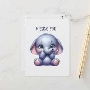Cute Saknar dig elefant Vykort