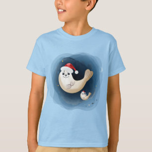 Cute säl baby med tomhatt hälsning-christmas t shirt
