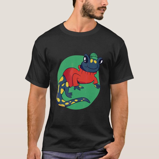 Cute Salamander Coola Retro Roligt Konstig  bisarr T Shirt (Framsida)