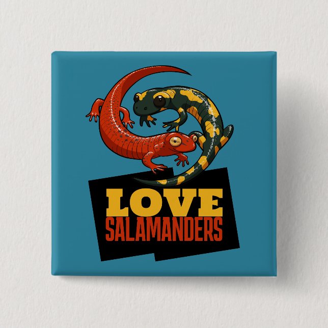 Cute Salamander Love Salamanders Fan Cartoon Knapp (Framsida)
