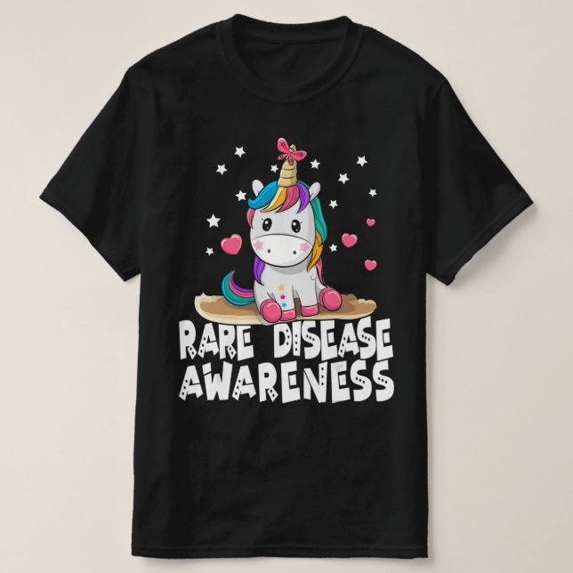 Cute Sällsynt Disease Awareness T Shirt Unicorn Äl (Design framsida)