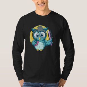 Cute Salon Uggla Comb Haircut Hairdresser Hairstyl T Shirt