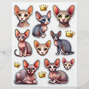 Cute-samling av hairless Kitten Illustrations