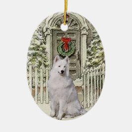 Cute Samoyed Älskare jul Julgransprydnad Metall