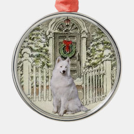 Cute Samoyed Älskare jul Julgransprydnad Metall