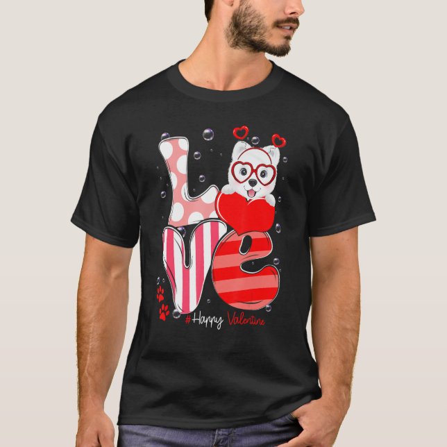 Cute Samoyed Dog Love Valentine Puppy T Shirt (Framsida)
