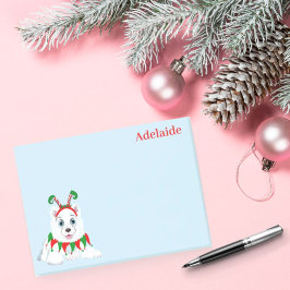 Cute Samoyed Elf med roligt huvudband. Post-it Block