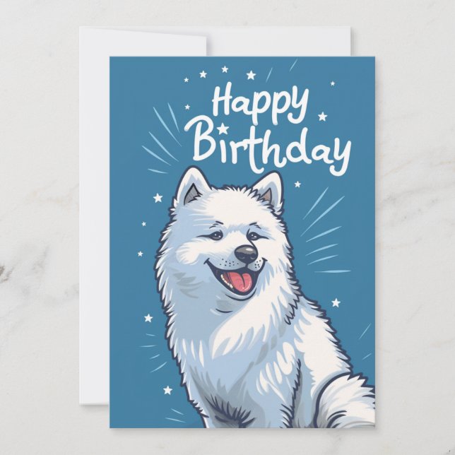 Cute Samoyed Grattis på födelsedagen Julkort (Framsida)