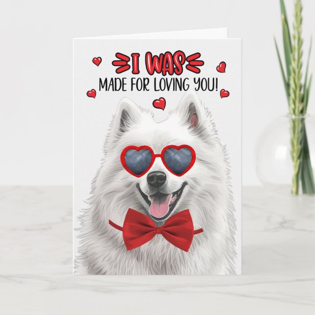 Cute Samoyed Hund made for Loving You Valentine Helgkort (Framsida)