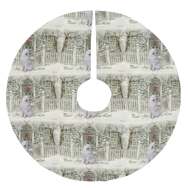 Cute Samoyed jul Julgransmatta Borstad Polyester (Framsidan)