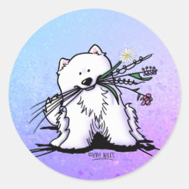 Cute Samoyed KiniArt Runt Klistermärke
