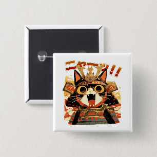 Cute Samurai Cat i Armor Knapp