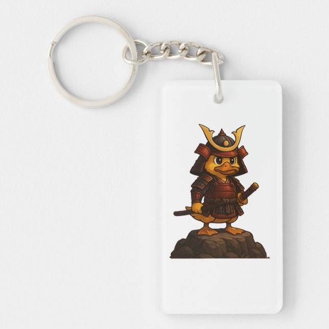 Cute Samurai Duck Keychain – Japanese Warrior Duck (Framsidan)