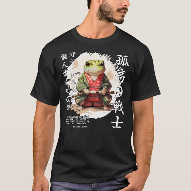 Cute Samurai Frog Warrior Japanese Ninja Frog Kawa T Shirt (Framsida)