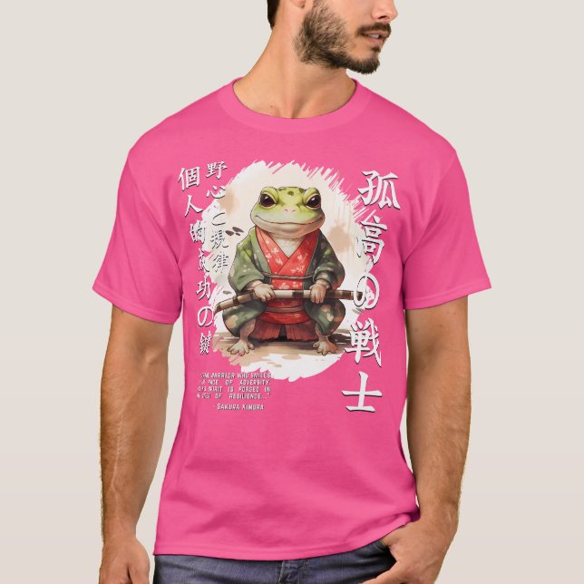 Cute Samurai Frog Warrior Japanska Ninja Frog Kawa T Shirt (Framsida)
