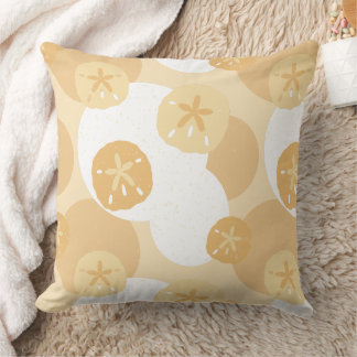 Cute Sand Dollar Coastal Print Beige White Mönster Kudde