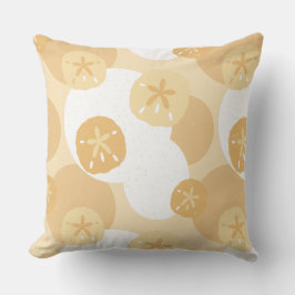 Cute Sand Dollar Coastal Print Beige White Mönster Kudde
