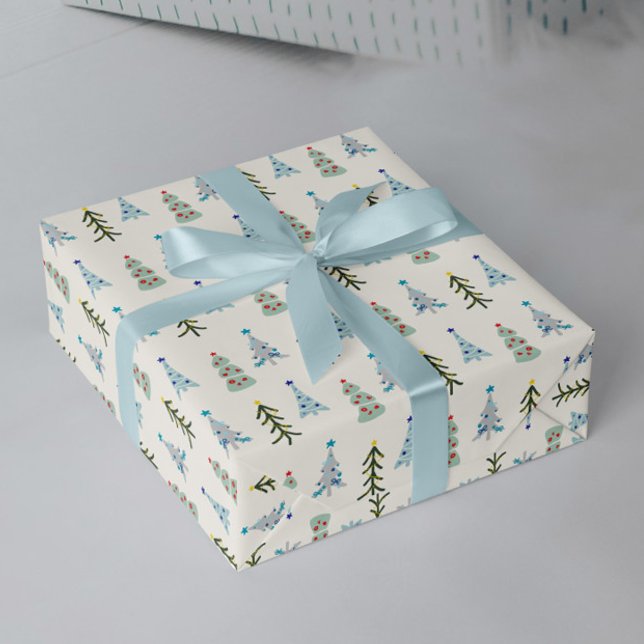 Cute Sandinavian Julgranar Presentpapper (Cute Scandinavian Christmas trees wrapping paper for hygge gift decor)