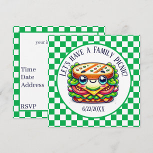 Cute sandwich picnic party inbjudningar