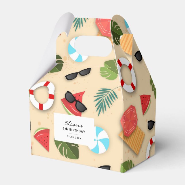 Cute Sandy Beach, sommartid, Födelsedagsfest för R Presentaskar (Framsidan Sidan)