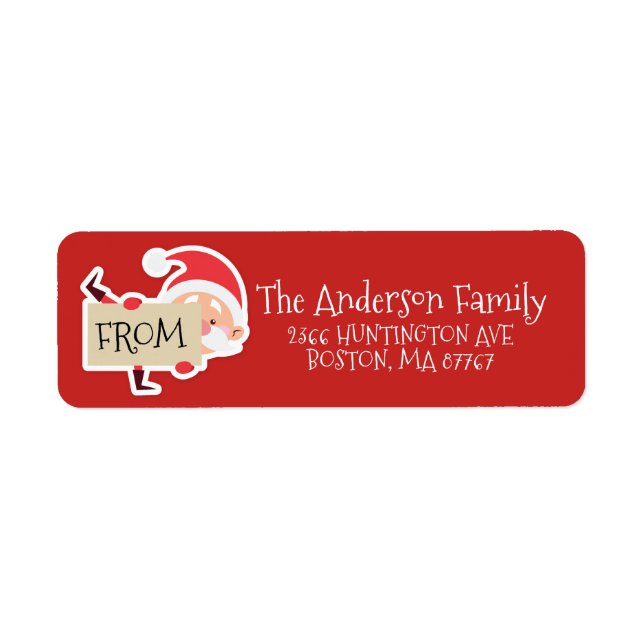 Cute Santa Address-etikett Returadress Etikett (Framsidan)