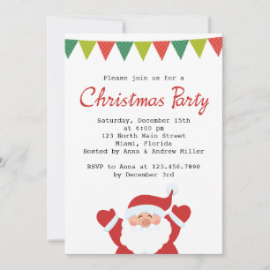 Cute Santa and jul Bunting-jul Party Inbjudningar