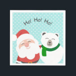 Cute Santa and Polar Bear jul Friends Kids Pappersservett<br><div class="desc">Julkompisar med dålig bakgrund från barn napkins.</div>
