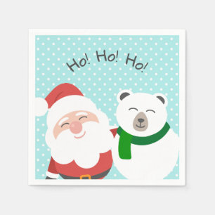 Cute Santa and Polar Bear jul Friends Kids Pappersservett