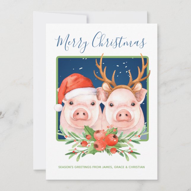 Cute Santa and Reindeer jul Gris par Julkort (Framsida)