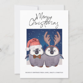 Cute Santa and Reindeer jul Penguin par Julkort