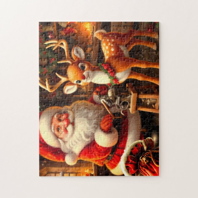 Cute Santa and Reindeer Pussel (Vertikal)