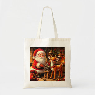 Cute Santa and Reindeer Tygkasse