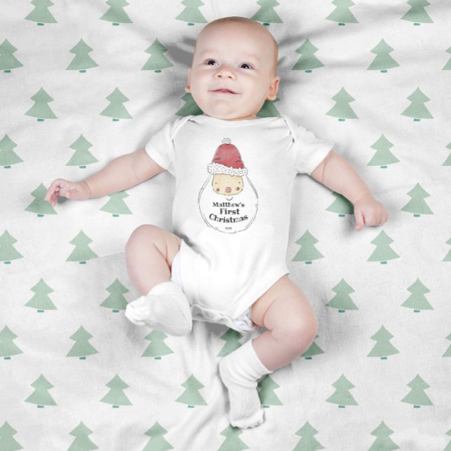 Cute Santa Anpassningsbar Baby Första julen Baby B T Shirt (Skapare uppladdad)