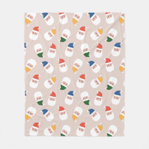 Cute Santa Ansikte jul Mönster Fleecefilt