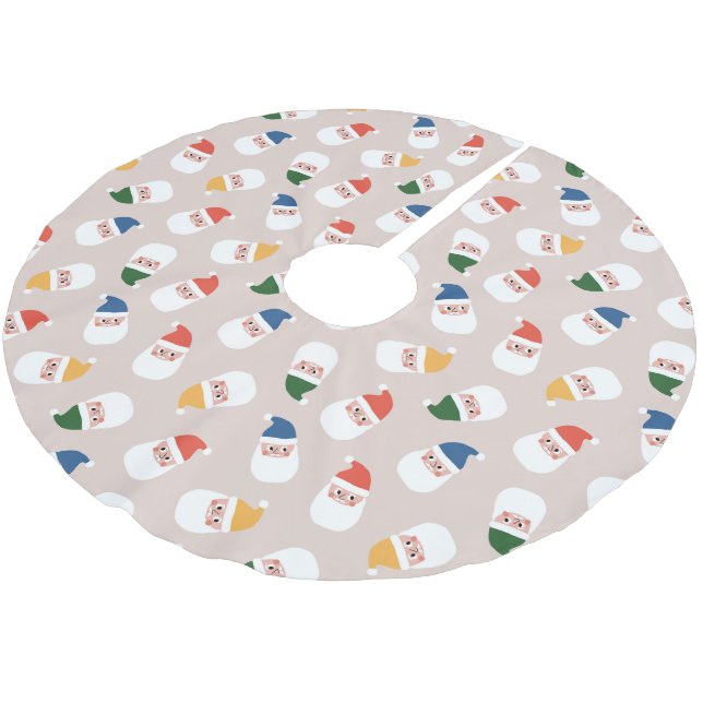 Cute Santa Ansikte jul Mönster Julgransmatta Borstad Polyester (Vinklad)